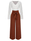 2PCS Top con scollo a V e pantaloni larghi anni '30