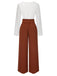 2PCS Top con scollo a V e pantaloni larghi anni '30
