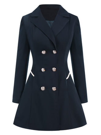 Cappotto doppiopetto con revers a tinta unita anni '70