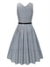 Abito glen plaid con scollo a V profondo grigio anni '40