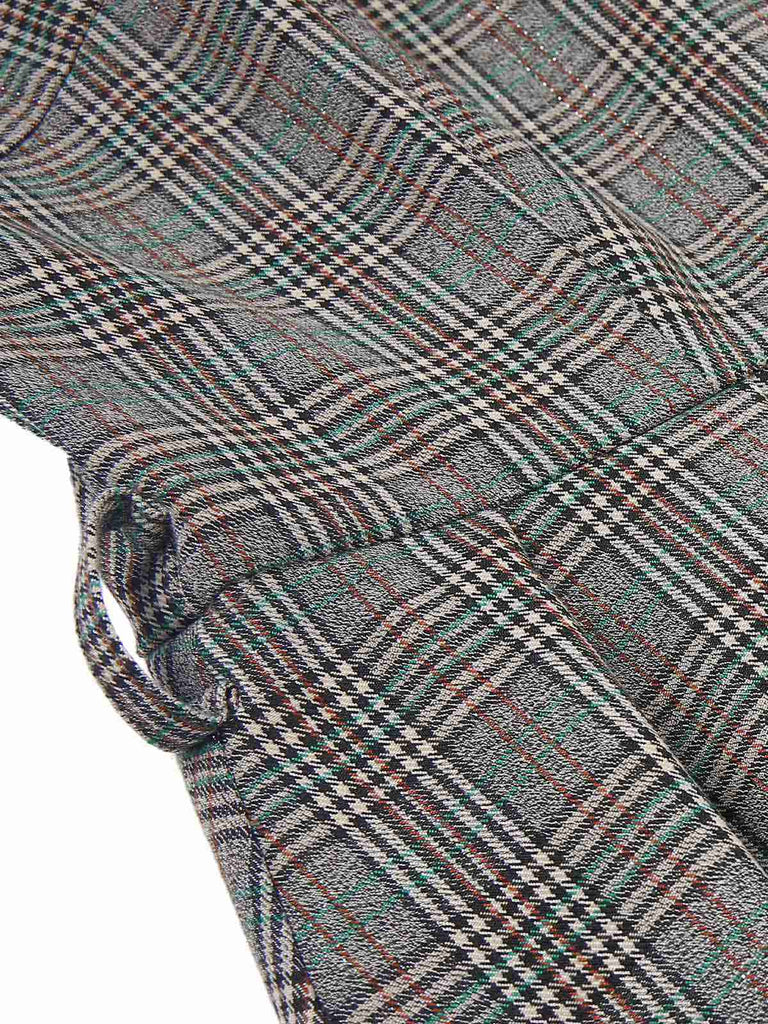 Abito glen plaid con scollo a V profondo grigio anni '40