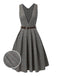 Abito glen plaid con scollo a V profondo grigio anni '40