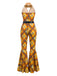 [Prevendita] Tuta lunga con motivo geometrico scollo all'americana giallo anni '70