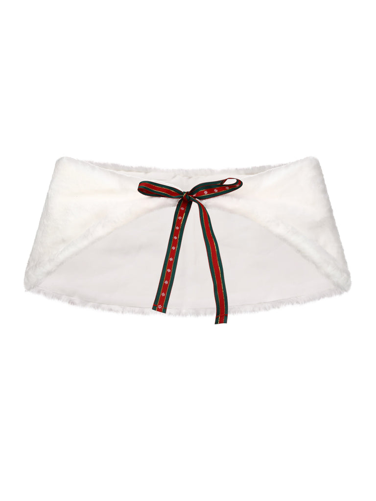 2PCS Abito e scialle di pelliccia con fiocco Natale anni '50