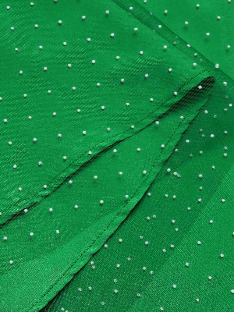 Abito natalizio a pois rosso e verde anni '50