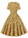 Abito patchwork natalizio con colletto quadrato anni '50