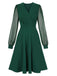Abito patchwork a pois tinta unita con scollo a V anni '40