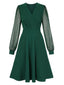 Abito patchwork a pois tinta unita con scollo a V anni '40