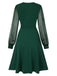 Abito patchwork a pois tinta unita con scollo a V anni '40