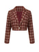 2PCS Cappotto corto con risvolto scozzese e gonna rosso anni '60