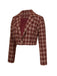 2PCS Cappotto corto con risvolto scozzese e gonna rosso anni '60