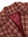 2PCS Cappotto corto con risvolto scozzese e gonna rosso anni '60