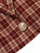 2PCS Cappotto corto con risvolto scozzese e gonna rosso anni '60