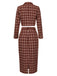 2PCS Cappotto corto con risvolto scozzese e gonna rosso anni '60