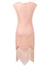 Abito paillettes scollo rotondo nappe rosa anni '20