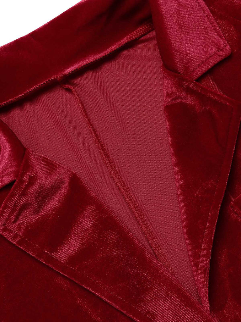 Cappotto in velluto con tasche e revers anni '30