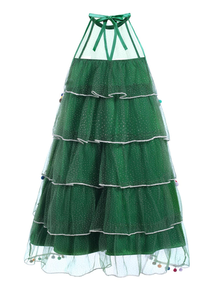 Abito con pompon e albero di Natale verde anni '60