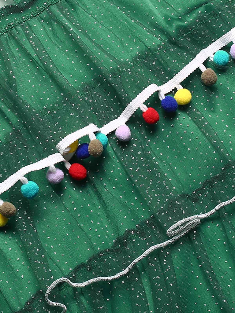 Abito con pompon e albero di Natale verde anni '60