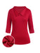 Top rosso a maniche corte con revers anni '40
