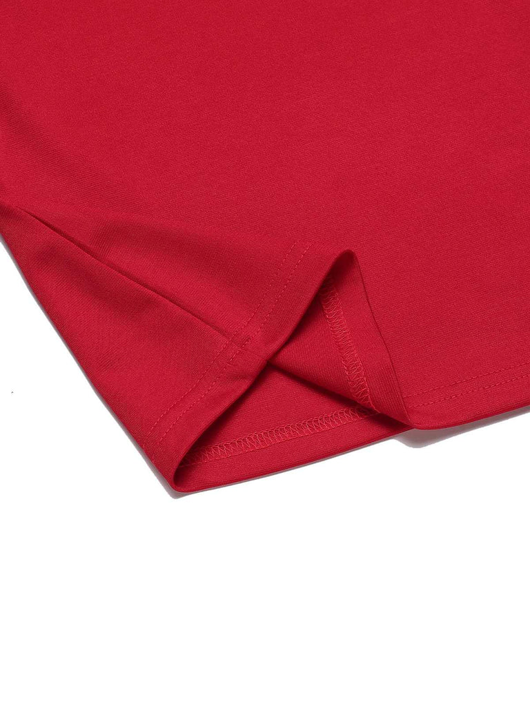 Top rosso a maniche corte con revers anni '40