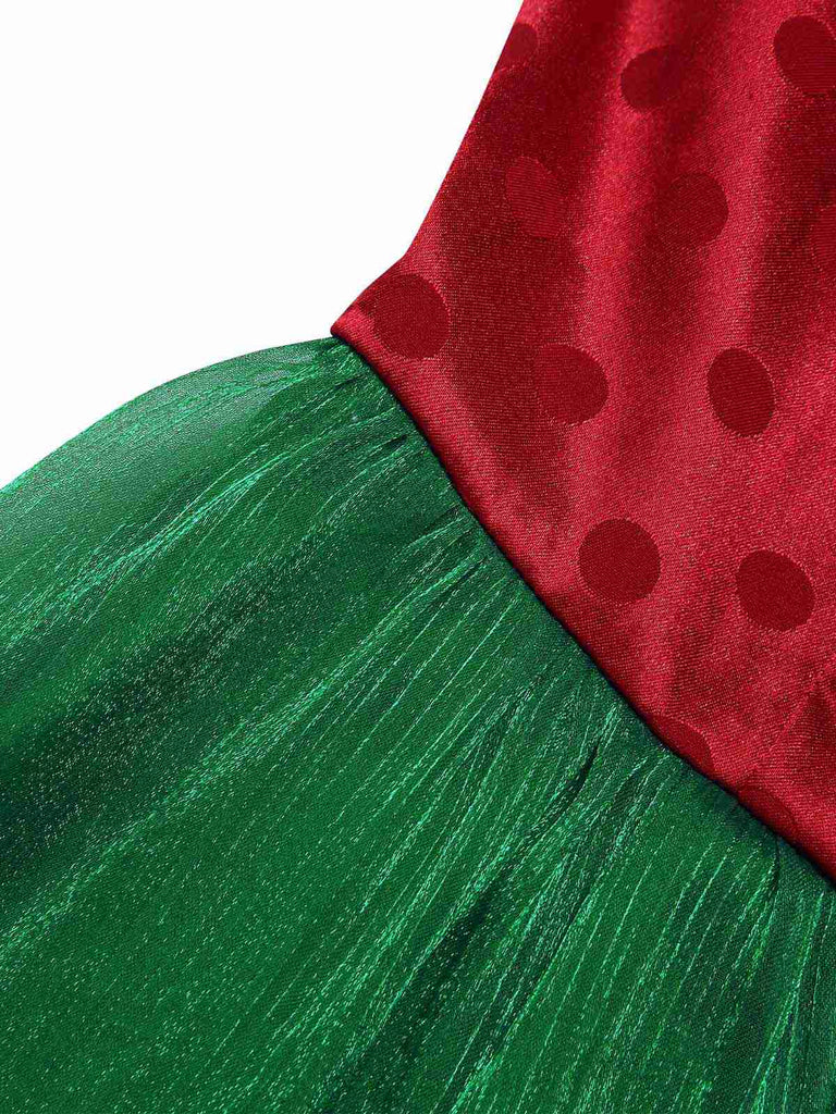 Abito a rete a pois natalizio rosso anni '50