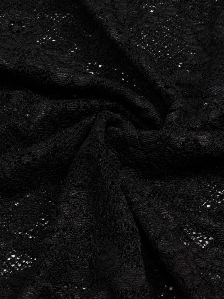 Abito in pizzo floreale con cappuccio nero anni '80
