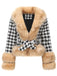 Cappotto in pelliccia sintetica pied de poule albicocca anni '50