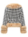 Cappotto in pelliccia sintetica pied de poule albicocca anni '50