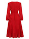 Abito plissettato con scollo a V rosso anni '40