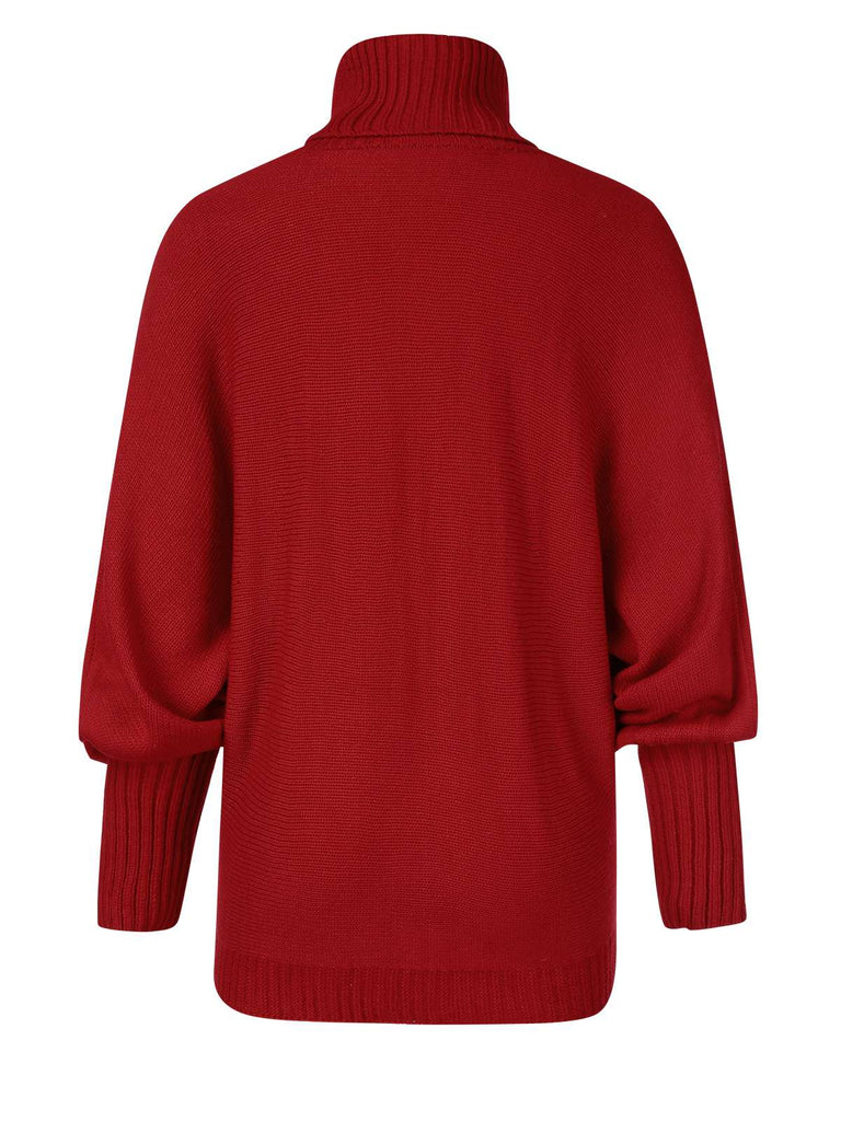 Maglione dolcevita con stampa natalizia rosso anni '80