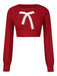 Maglione corto con fiocco natalizio rosso anni '80