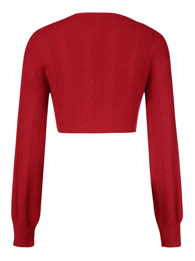 Maglione corto con fiocco natalizio rosso anni '80