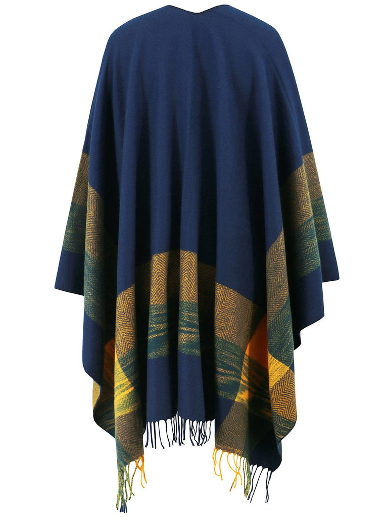 Cappotto con nappe a righe poncho antivento anni '50