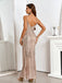 Abito spalline sottili spacchi laterali paillettes beige anni '20