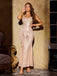 Abito a sirena beige scollo a V paillettes anni '20
