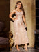 Abito a sirena beige scollo a V paillettes anni '20