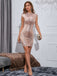 Abito aderente paillettes collo alto beige anni '20