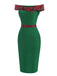 Abito con spalle scoperte in tartan patchwork verde anni '60