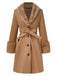 Cappotto con bottoni e collo in pelliccia sintetica cachi anni '50