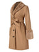 Cappotto con bottoni e collo in pelliccia sintetica cachi anni '50