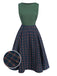 Abito plaid senza maniche patchwork verde anni '40