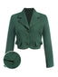 Blazer corto con bottoni e revers verde scuro anni '40