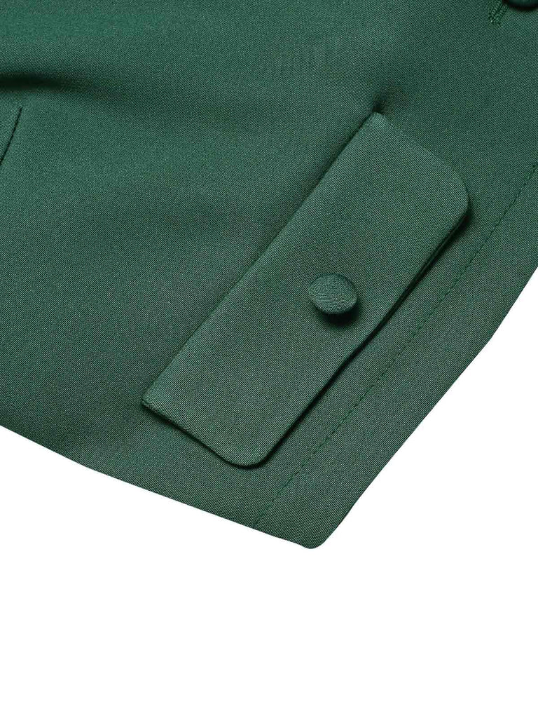 Blazer corto con bottoni e revers verde scuro anni '40