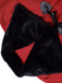Cappotto con collo di pelliccia rosso e nero anni '50