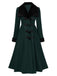 Cappotto con collo di pelliccia rosso e nero anni '50