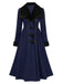 Cappotto con collo di pelliccia rosso e nero anni '50