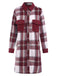 Cappotto a quadri con colletto a camicia bordeaux anni '50