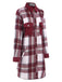 Cappotto a quadri con colletto a camicia bordeaux anni '50