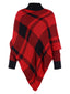 Maglione poncho a maglia a quadri con collo alto anni '50