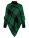 Maglione poncho a maglia a quadri con collo alto anni '50
